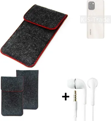 Produktbild von K-S-Trade Handy Schutz Hülle kompatibel mit UMIDIGI Power 7 Schutzhülle Handyhülle Filztasche Pouch Tasche Case Sleeve Filzhülle dunkelgrau roter