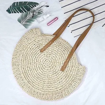 Produktbild von Famanu Strohtasche Vintage Handgefertigt - Beige