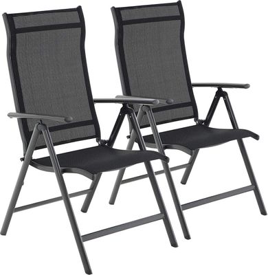 SONGMICS Gartenstuhl (2 St),8-fach verstellbare Rückenlehne,Campingstuhl schwarz