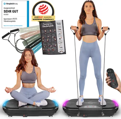 Produktbild von Sportstech Vibrationsplatte VP275 | 99 Trainingsstufen | LED-Beleuchtung