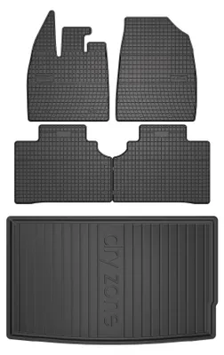 Productafbeelding van Rubberen automatten + kofferbakmat voor BYD Dolphin vanaf 2021 (hatchback) – 5-delig, zwart, op maat – Wielganizator SolidPRO