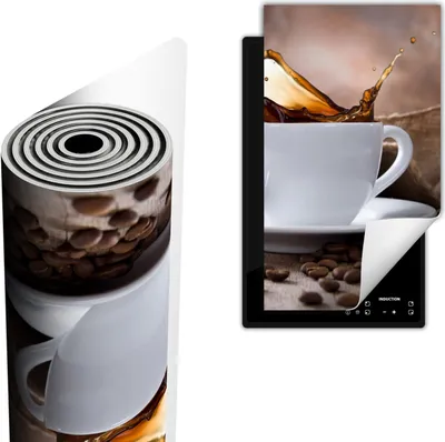 Produktbild von Herdabdeckplatte abdeckung Glaskeramikkochfeld abdeckplatte 30x52 cm Anti Rutsch Matte Aufrollbar, Kaffee Bronze