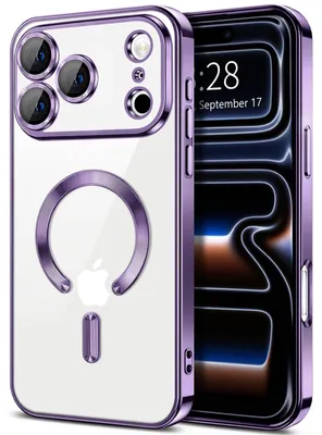 Produktbild von Weiche Klar Hülle für iPhone 17 Pro, Kameraschutz, Kompatibel mit MagSafe, Elektroplattiert TPU Handyhülle Lila