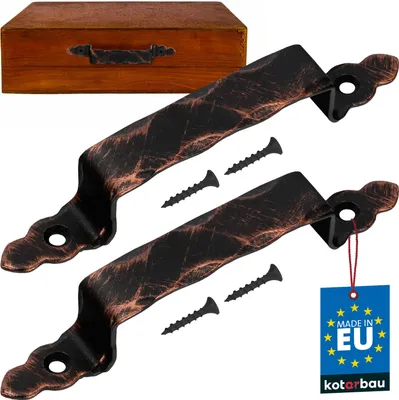 Produktbild von KOTARBAU® 2er Set Geschmiedeter Türgriff 200mm Schwarz + Altkupfer Antik Stahltürgriff für Türen Tore Pforten