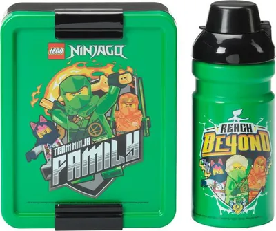 Obrázek produktu pro Sada LEGO na oběd Ninjago Green (černá/zelená, 2dílná, s lahví na pití)