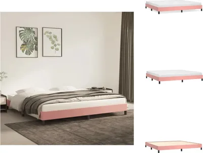 Image de vidaXL Cadre de lit Rose 200x200 cm Velours - Lits & sommiers