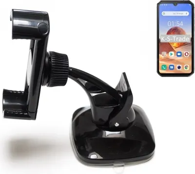 Produktbild von K-S-Trade kompakte Handy-Halterung Windschutzscheibe kompatibel mit Blackview BV9900E Armaturenbrett schwarz Autohalterung KFZ Halter