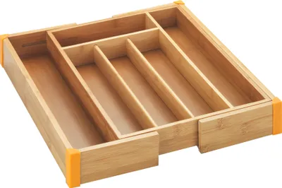Zdjęcie produktu dla Rozsuwany pojemnik na sztućce BAMBOO, wkład do szuflady, 25,5 - 38 x 36 x 5 cm