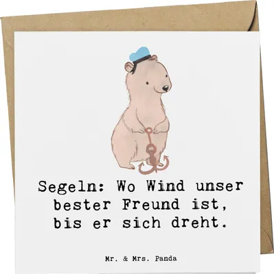 Produktbild von Mr. & Mrs. Panda doppelkarte Segeln Windfreund - Weiß - Geschenk, anlasskarte, Wind, Sportart, Sonnenuntergang, Teamsport, Klappkarte, Segeltörn, Glückwunschkarte, Sport