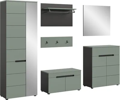 Image de Canu ensemble d'armoires de rangement C12 vert poussiéreux, gris foncé.