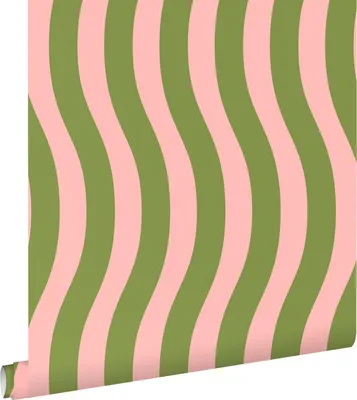 Immagine prodotto di ESTAhome carta da parati strisce ondulate rosa e verde 0.53 x 10.05 m