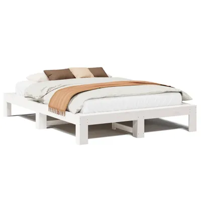 Produktbild von vidaXL Massivholzbett ohne Matratze Weiß 150x200 cm Kiefernholz