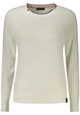 Immagine prodotto di Maglione da donna bianco: maglia a maniche lunghe con dettagli a contrasto e logo