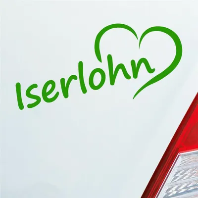 Produktbild von Auto Aufkleber Iserlohn Herz Stadt City Liebe Love Heimat 18x8 cm Hellgrün Sticker Heckscheibenaufkleber