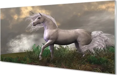 Produktbild von Glasbilder 120x60 Wandkunst Einhorn Wolken