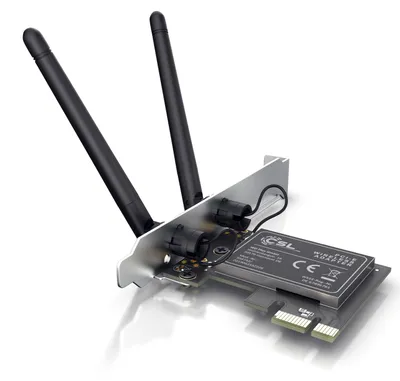Produktbild von CSL WLAN Netzwerkkarte 2,4 GHz PCIe, 300 Mbit/s WiFi Adapter Karte, 2 externe 2dBi Antennen