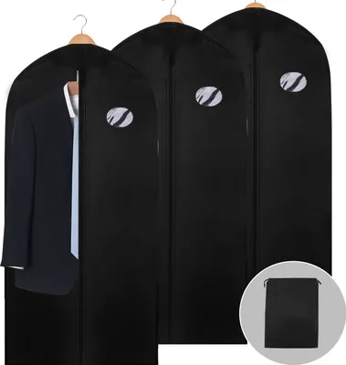 Produktbild von Clanmacy 3 Stueck Kleidersack Anzug 128 x 60cm inkl. Schuhbeutel Anzugtasche Kleidersaecke Kleiderhuelle Anzugsack Abendkleid Brautkleid Maentel Hemden Mottenschutz Wasserdicht