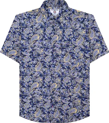 Produktbild von Lambretta - Hemd für Herren kurzärmlig LB130 (L) (Marineblau/Weiß)