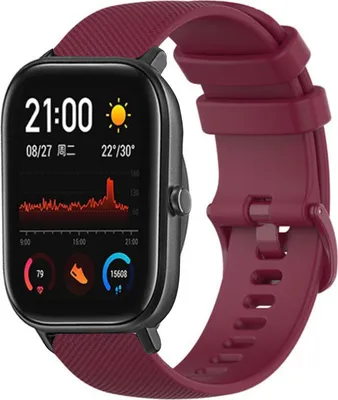 Produktbild von Strap-it Xiaomi Amazfit GTS Luxus Silikonarmband (Dunkelrot)