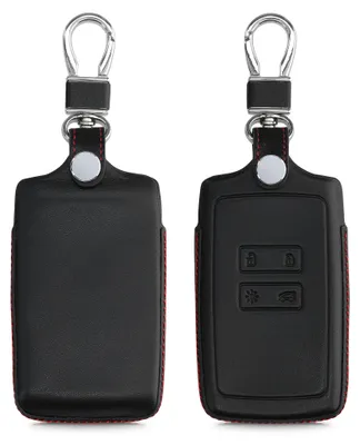 Produktbild von kwmobile Autoschlüssel Hülle kompatibel mit Renault 4-Tasten Smartkey Autoschlüssel (nur Keyless Go) - Leder Schutzhülle Schlüsselhülle Schwarz Rot