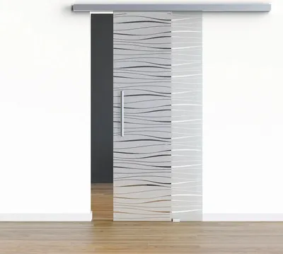 Produktbild von Pertura Glasschiebetür Komplettset Glera Tidal 02 775x2175 mm Rechts inkl.Beschlag Selir Aluminium Edelstahloptik,Stange