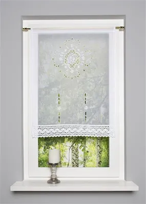 Produktbild von Home Wohnideen Fensterbehang Leinenstruktur Bestickt 1 teilig 100 x 90 cm Weiss