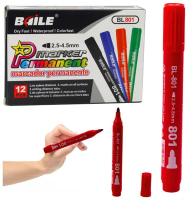 Image de Marqueur permanent, indélébile, rouge, 2,5-4,5 mm