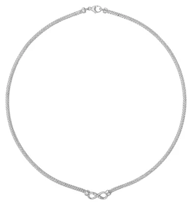 Produktbild von Schöne 925 Sterling Silber (Rhodiniert) Damen - Halskette mit Zirkonia - 43cm*22mm, 7 Gramm; TRS23027