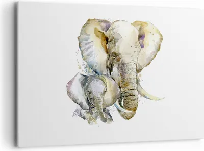 Produktbild von Bild auf Leinwand - Leinwandbild - Elefanten tier safari afrika - 120x80cm - Wand Bild - Wanddeko - Leinwanddruck - Bilder - Kunstdruck - Wanddekoration - Leinwand bilder - Wandkunst - AA120x80-2884