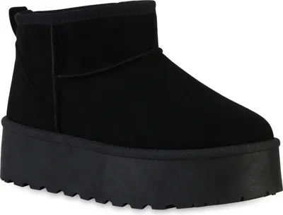 Produktbild von VAN HILL Damen Warm Gefütterte Plateau Boots Profil-Sohle Winter Schuhe 840609, Farbe: Schwarz, Größe: 37