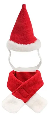 Obrázok produktu pre Vianočný kostým pre domáce zvieratá, mäkký, teplý, mačky, psy, nastaviteľná čiapka so šálom na párty, cosplay a L