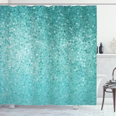 Produktbild von ABAKUHAUS Türkis Duschvorhang, Tupfen-Mosaik, Digital auf Stoff Bedruckt inkl.12 Haken Farbfest Wasser Bakterie Resistent, 175 x 180 cm, Teal Türkis Seafoam