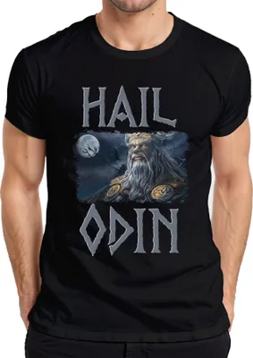 Produktbild von Wikinger Asgard Odin Hail Odin Nordische Mythologie Raben Runen Herren T-Shirt, Schwarz, 3XL