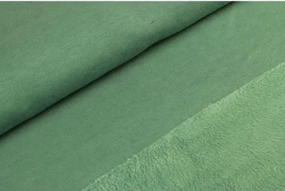 Produktbild von Alpenfleece SUSAN Dunkel Altgrün Uni, 360 g/m², ca. 0,5 m lang, ca. 1,55 m breit, Stoffe Meterware, Polyester, Baumwolle, Elasthan
