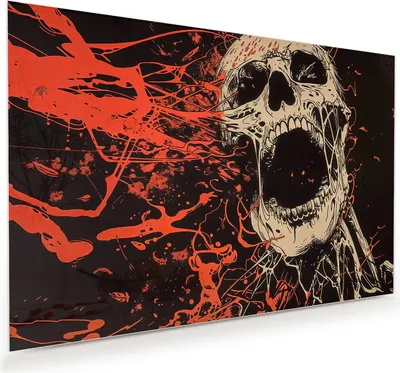 Produktbild von Glasbild 75x50cm in XXL für Wohnzimmer, Schlafzimmer Motiv Schreiendes Schädel