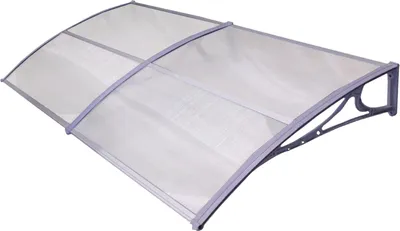 Produktbild von Haustürvordach 295 x 97 cm Hohlkammerplatte Aluabschlussleiste grau Haustürdach Pultvordach