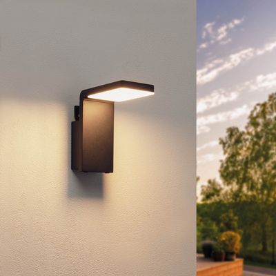 Ledvion - LED-Solar-Wandleuchte mit Bewegungssensor, Downlight, Schwarz, IP44, Solar, 0,5W, 3000K, Bewegungserkennung & Dämmerungsschalter, Energieeffizient & wetterfest
