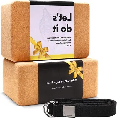Productafbeelding van Yogablokken Set - Ondersteunende Blokken - Yoga & Meditatie - Natuurlijke Kurk - 23 x 15 x 10 cm - Kurk