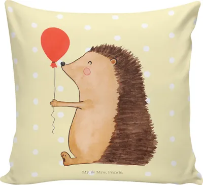 Produktbild von Mr. & Mrs. Panda kuschelkissen 40x40 Igel Luftballon - Gelb Pastell - Geschenk, Sofa Kissen, Herzlichen Glückwunsch, zierkissen, Kuschel, Happy Birthday, Geburtstag
