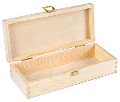 Productafbeelding van Creative Deco Effen Houten Kist, 24 x 10,5 x 5,7 cm, Met Gouden Gesp