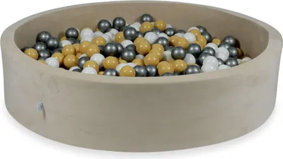 Produktbild von Trockenbecken 130x30cm Velvet Soft Beige mit 600 Bällen: beige, weiß, silber