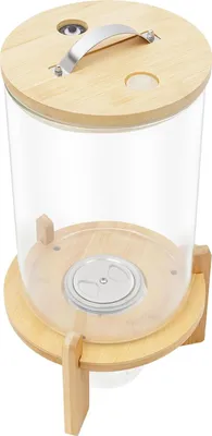 Produktbild von Lebensmittelaufbewahrung - Müslispender aus Glas - Runde Vorratsdose - Luftdichter Bambusdeckel - Für Trockenwaren & Speisekammer - Transparent