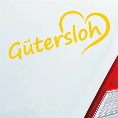Produktbild von Auto Aufkleber Gütersloh Herz Stadt City Liebe Love Heart 19x8 cm Gelb Sticker Heckscheibenaufkleber