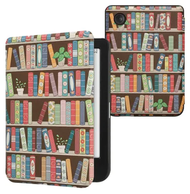 Produktbild von kwmobile Schutzhülle für Kobo Clara BW / Clara Colour / Tolino Shine (5) / Shine Color Hülle - eReader Flip Case mit Auto Sleep Funktion - Bücherregal