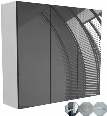 Zdjęcie produktu dla szafka łazienkowa 90 90cm 90x80 wisząca szafka do łazienki szary połysk