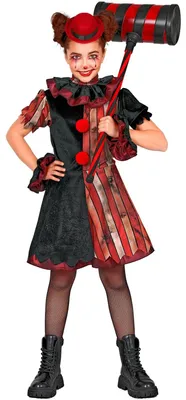 Produktbild von Horror Clownin "Wicked Clown" für Mädchen | 5-tlg. Größe: 128