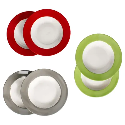 Produktbild von 6x Variant Trio Suppenteller tiefe Teller Pasta Salat 6 Personen Rot Grau Grün