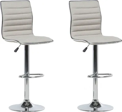 Produktbild von BELIANI Trendy Barstuhl 2er Set Beige Stoff höhenverstellbar Rückenlehne Minimalistisch