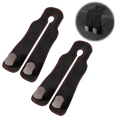 Productafbeelding van TRANKIELO® - 2 stuks multifunctionele autostoelhaken – Duurzaam leer en metaal – Ruimtebesparend voor tassen en accessoires