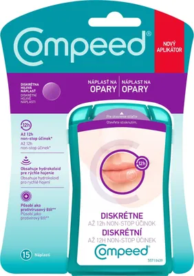 Packaging for Compeed cold sore patches.